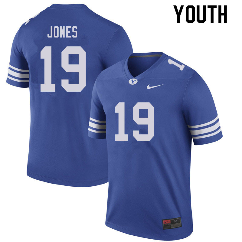 Youth #19 Danny Jones BYU Cougars College Football Jerseys Sale-Royal - Click Image to Close